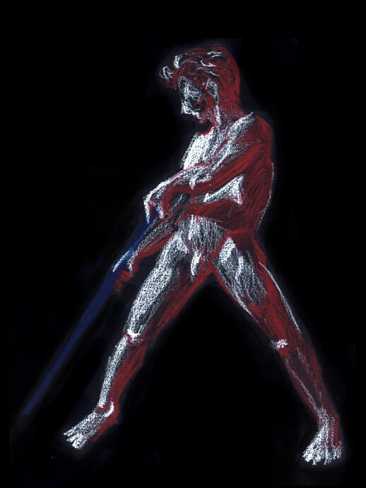 Anatomy and lighting test. (10-15 minute pose on black paper)