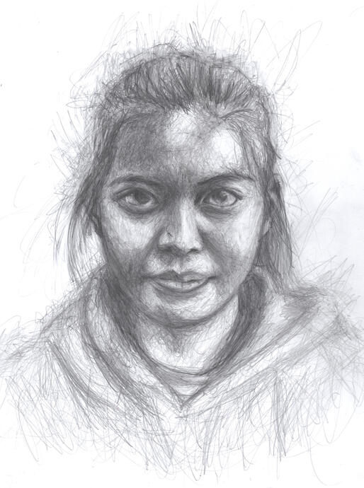 Portrait of a friend. ("Scribble" portrait made on Bristol paper with a HB pencil).