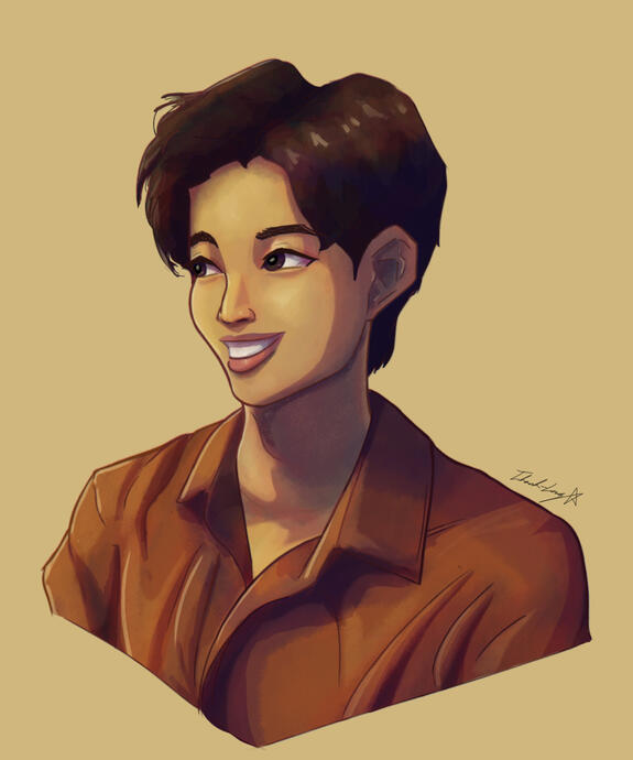 Digital portrait based on a picture. (Made on Clip Studio Paint).