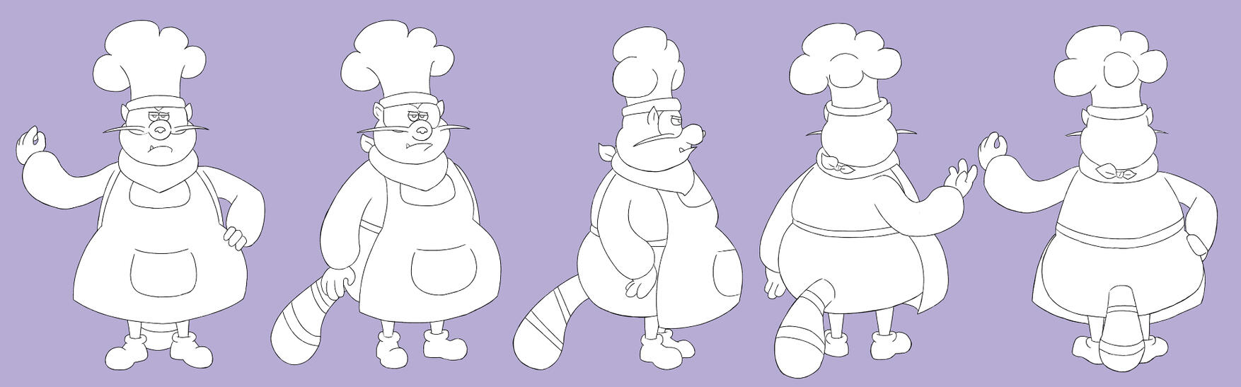 Cartoon character design exercise based on "Chowder" for a class.