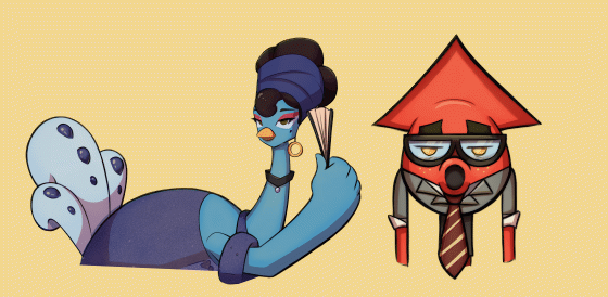 Neutral pose of Trish and Ben from "Midnight Ramen" (my game project for school).