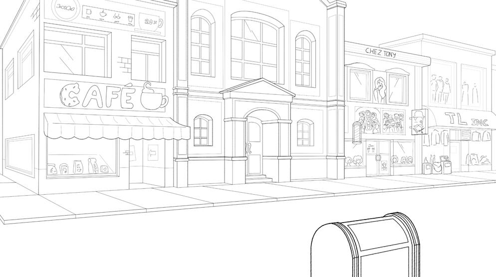 "The Streets (Clean)". Clean-up of a past version of my maquette for my student short film.