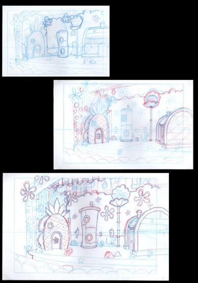 Sketch/Roughs of the UPA stage. Evolution of my UPA stage.