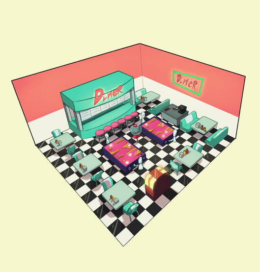 Concept art I made for &quot;Cube Square&quot;, a VR prototype game.