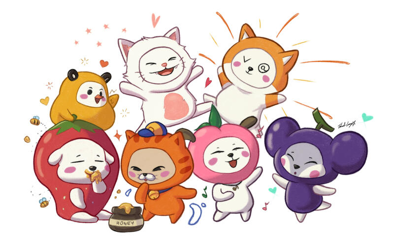 Sketches based on the TONIIMINII plushies.