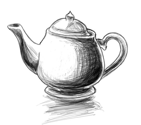 Sketch of a teapot made on "Autodesk Sketchbook" (Mobile App)